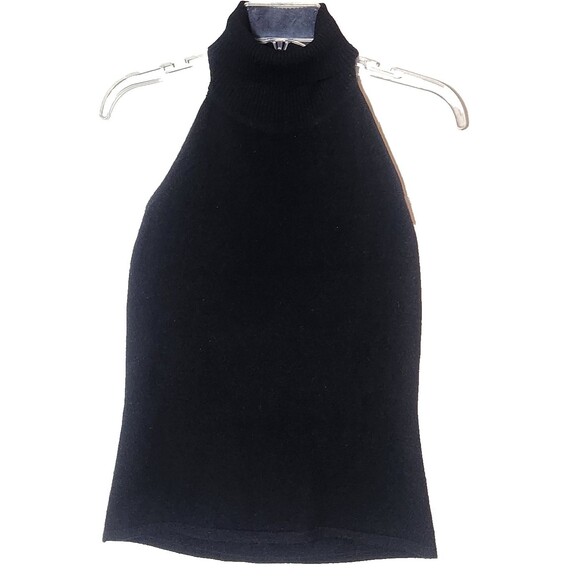 Black Cashmere Sleeveless Halter Turtleneck Top Sz L Large Margaret Loves Peter - Picture 1 of 8